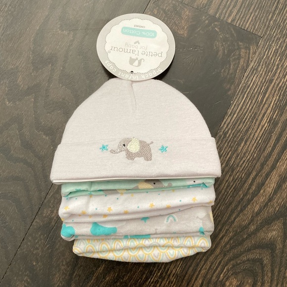 Infant Baby Elephant Print Cotton Caps 5-pack by Petite L’Amour - Picture 3 of 7